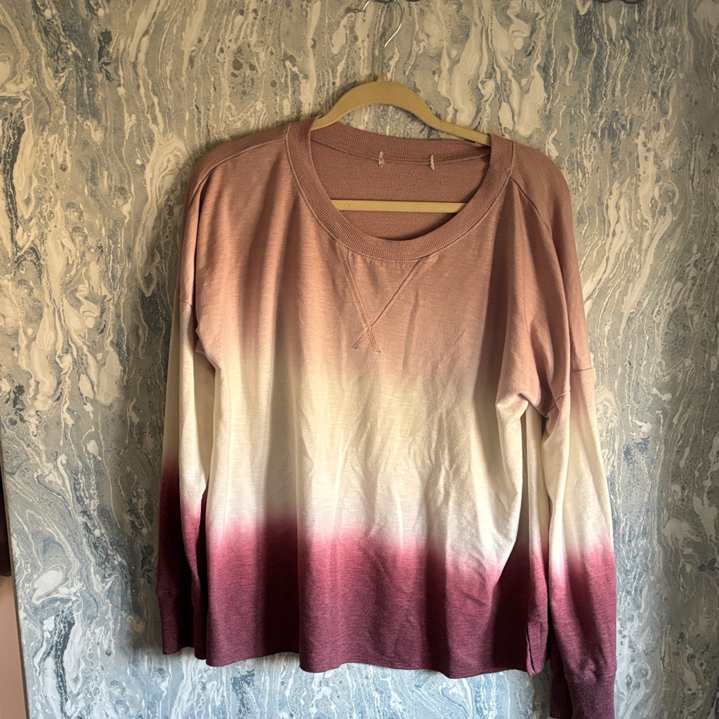 Source Unknown Ombre Long Sleeve Top - Pink And White